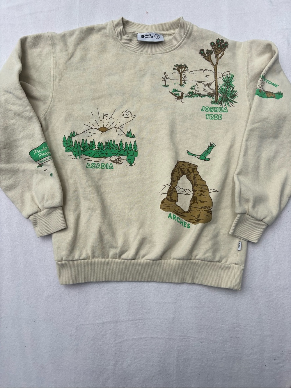 Parks Project Crewneck Sweatshirt - Cream with Green & Brown Graphics